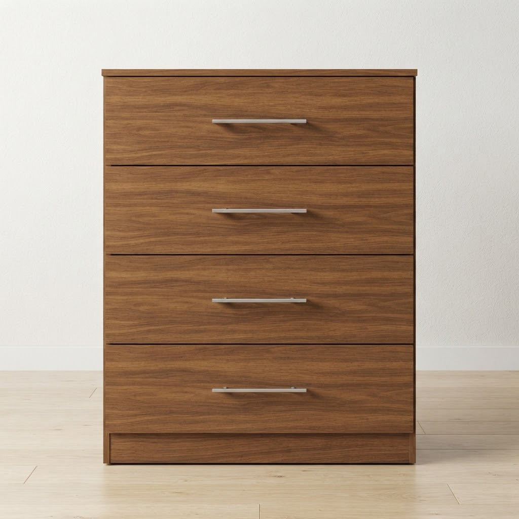 Modern 4-Drawer Wooden Chest of Drawers | Bedroom Storage Dresser