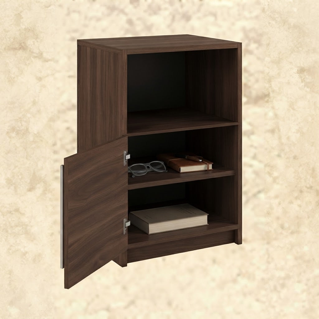 Bedside Cabinet with Door and Open Shelf