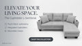 Contemporary Fabric Corner Sofa with Built-In Cupholders