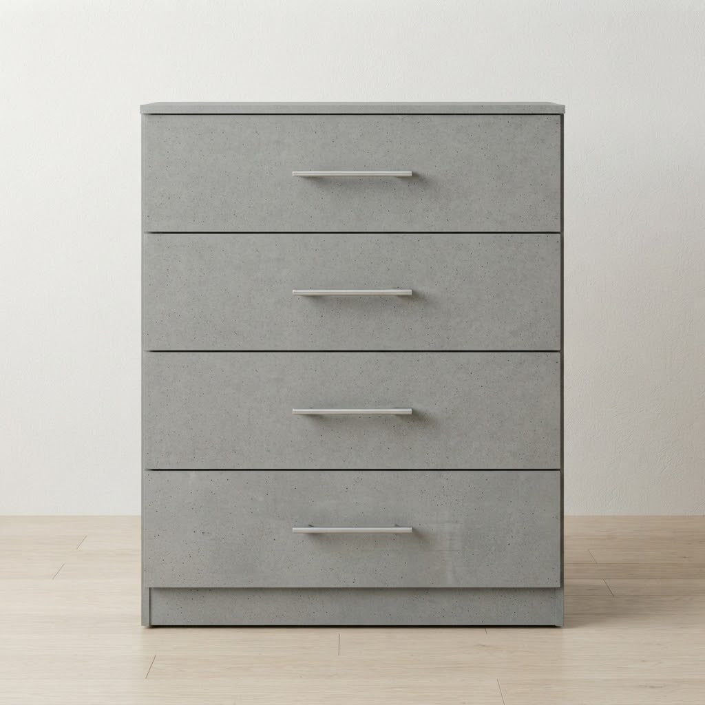Modern 4-Drawer Wooden Chest of Drawers | Bedroom Storage Dresser