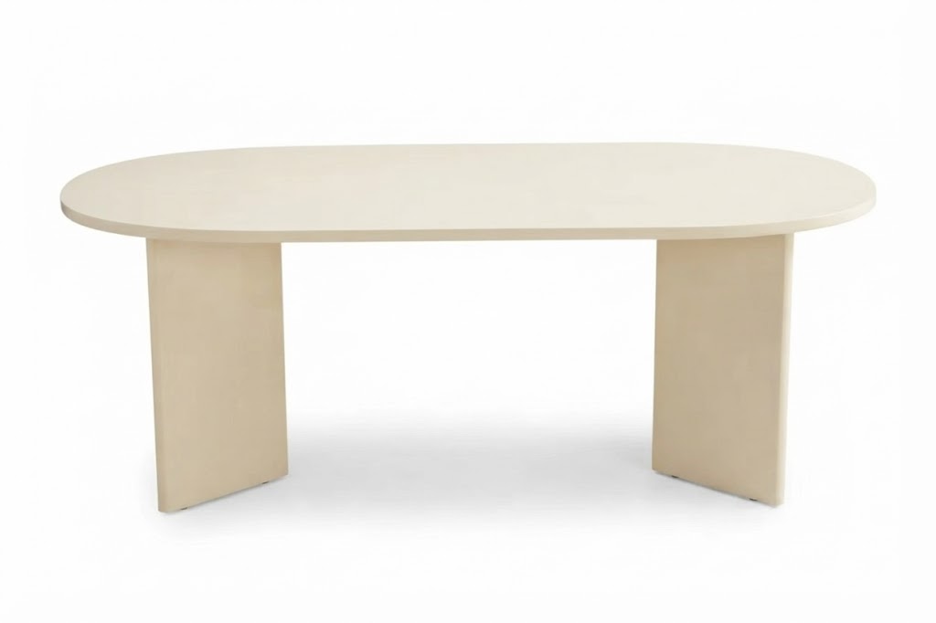 Modern Oval Coffee Table with Stone-Effect Finish