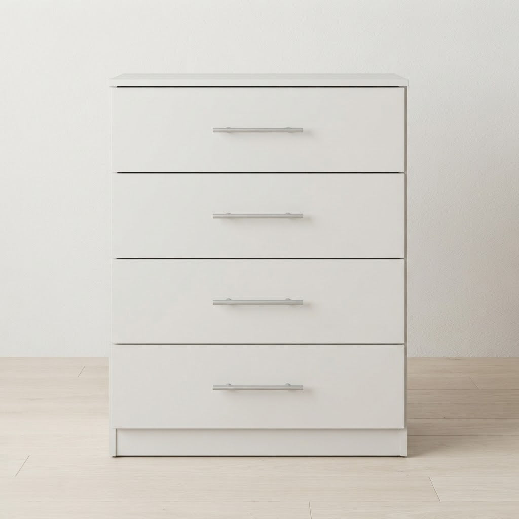 Modern 4-Drawer Wooden Chest of Drawers | Bedroom Storage Dresser