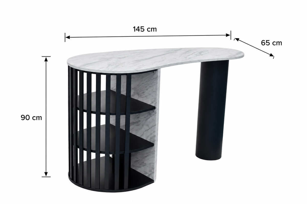 Modern Fluted Bar Table with Organic Shape Top