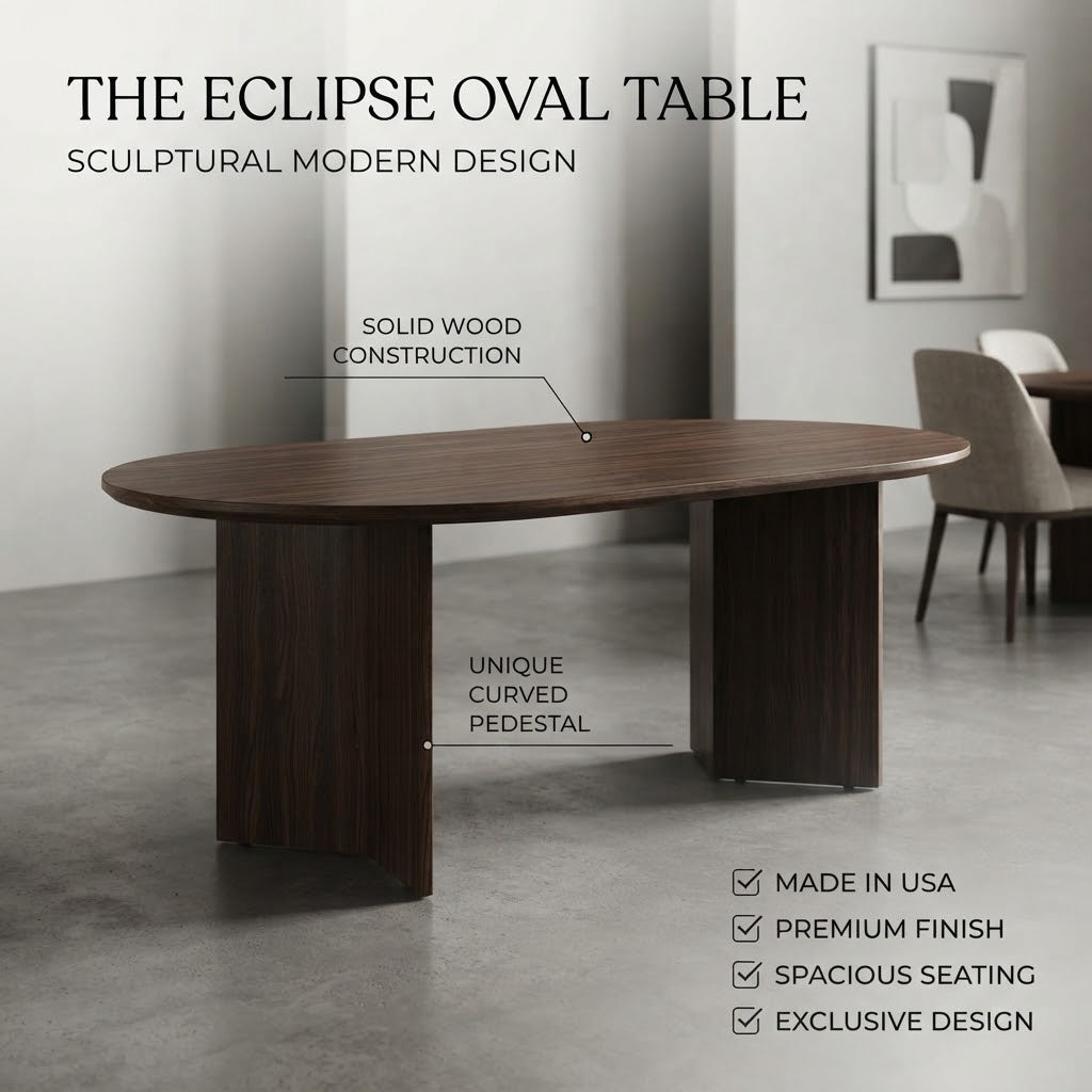 Modern Oval Coffee Table with Stone-Effect Finish