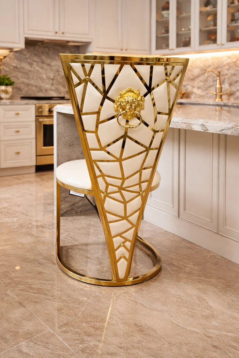 Geometric Lion-Knocker Luxury Dining Chair