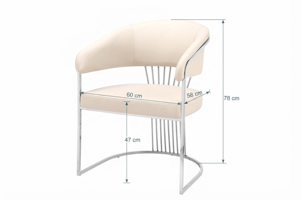 Modern Chrome & Faux Leather Accent Dining Chair