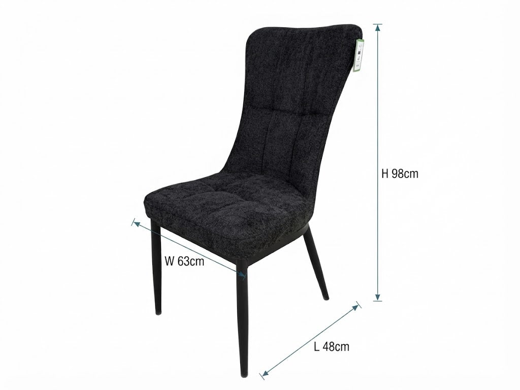 Modern High-Back Fabric Dining Chair with Black Legs