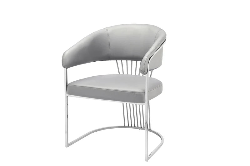 Modern Chrome & Faux Leather Accent Dining Chair