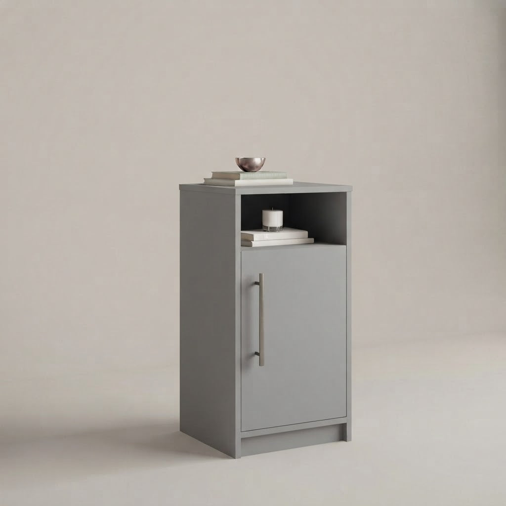 Bedside Cabinet with Door and Open Shelf