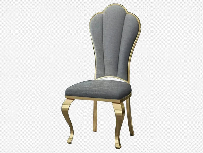 Luxurious Royal Crown Back Dining Chair with Metallic Frame