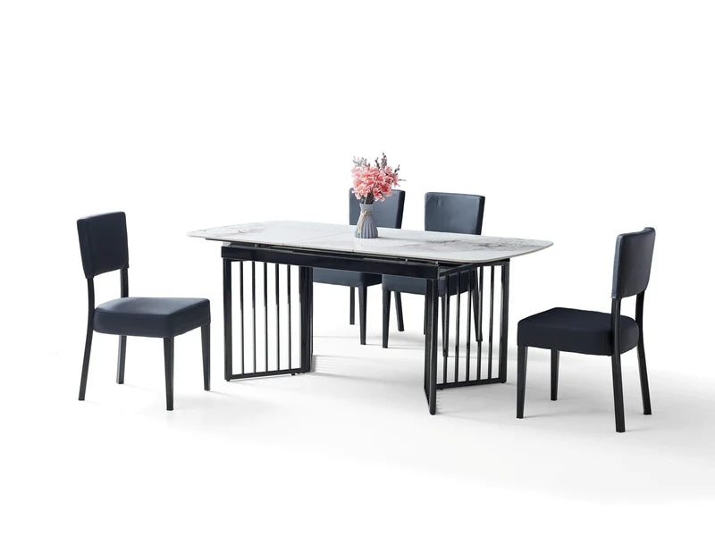 Modern Stone & Marble-Effect Dining Table | Fixed & Extendable
