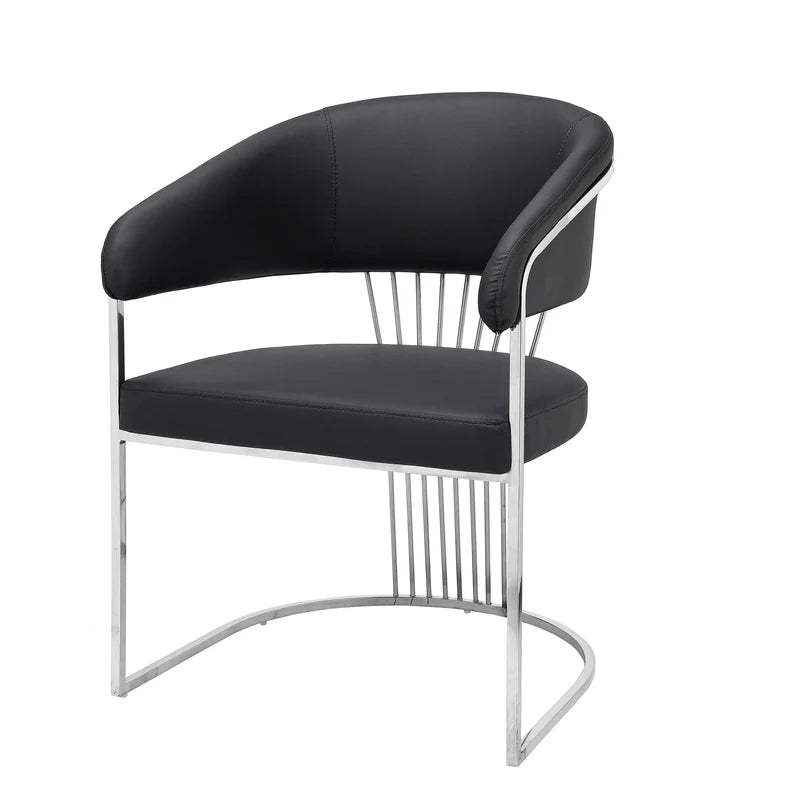 Modern Chrome & Faux Leather Accent Dining Chair