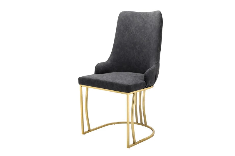 Luxury Velvet & Faux Leather Dining Chairs with Knocker Back (2pcs Set)