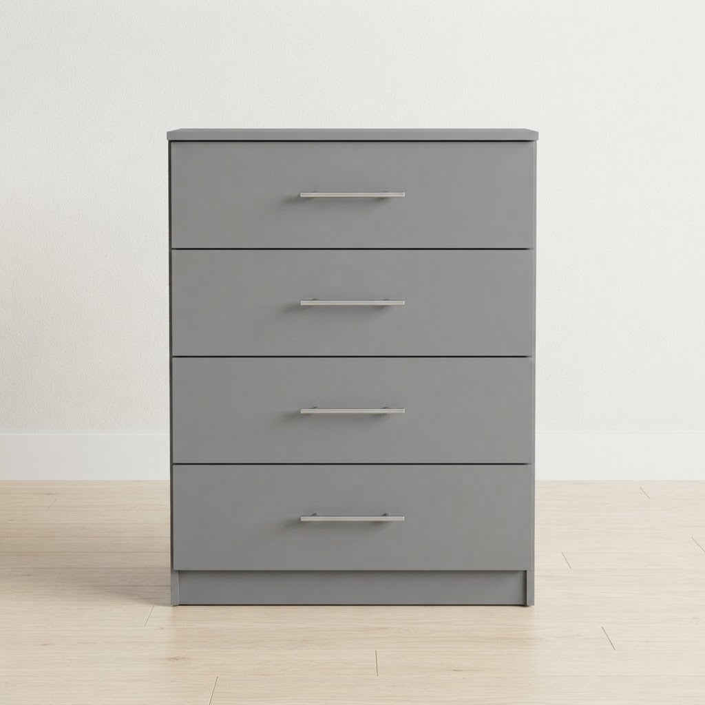 Modern 4-Drawer Wooden Chest of Drawers | Bedroom Storage Dresser