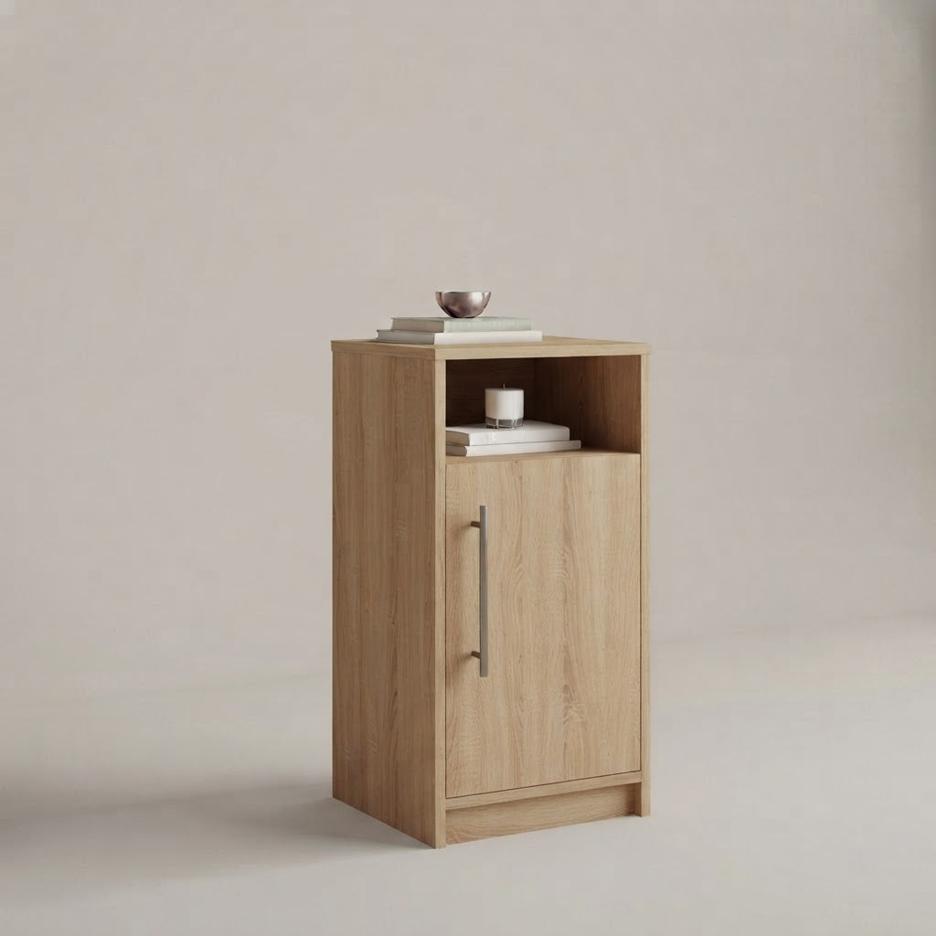 Bedside Cabinet with Door and Open Shelf