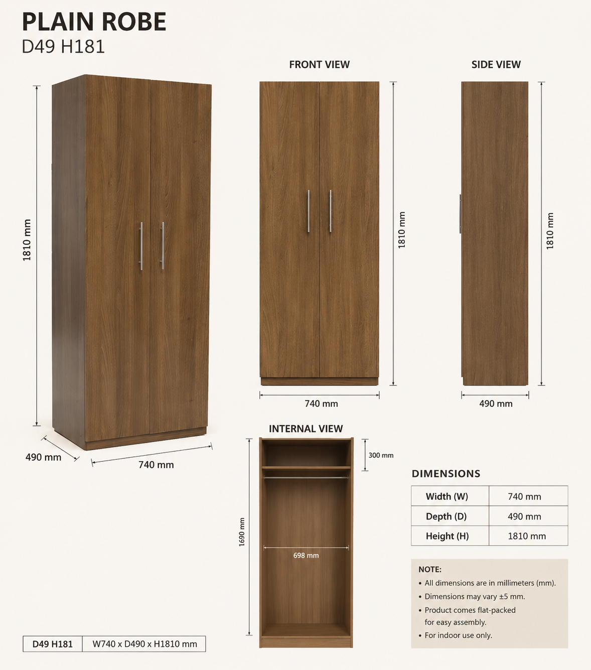 The Plain Robe – 2-Door Wardrobe
