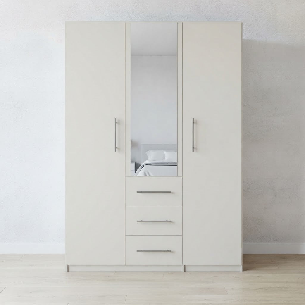 Mini Fitment 2-Door Mirrored Wardrobe with 3 Drawers