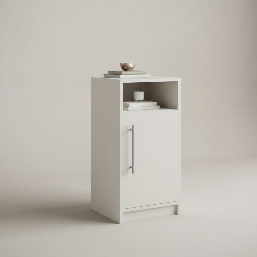 Bedside Cabinet with Door and Open Shelf