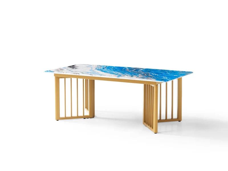 Modern Rectangular Stone Top Coffee Table | 120cm Living Room Center Table