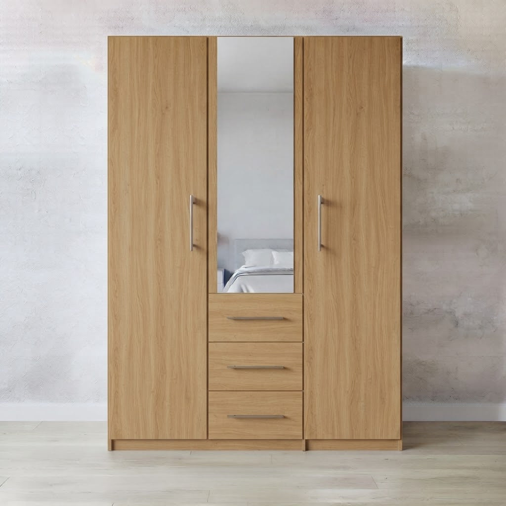 Mini Fitment 2-Door Mirrored Wardrobe with 3 Drawers