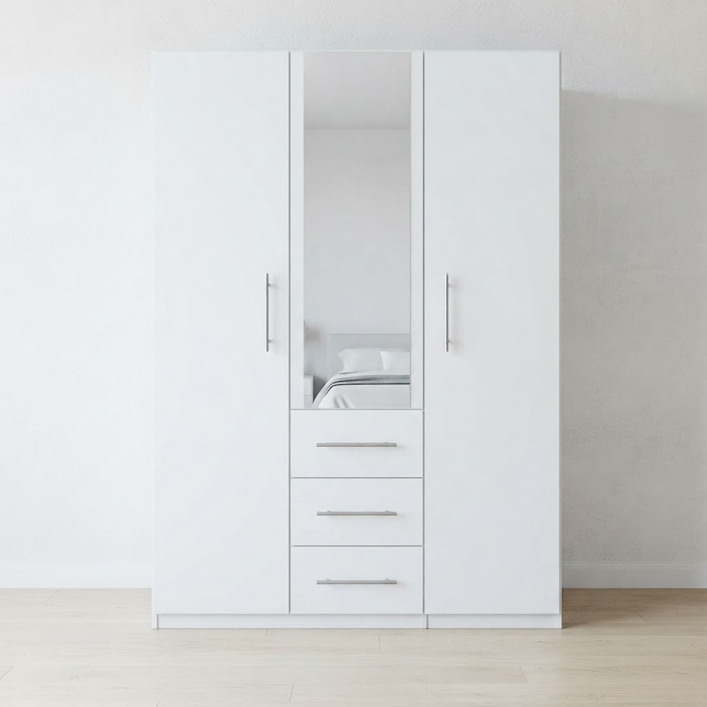 Mini Fitment 2-Door Mirrored Wardrobe with 3 Drawers