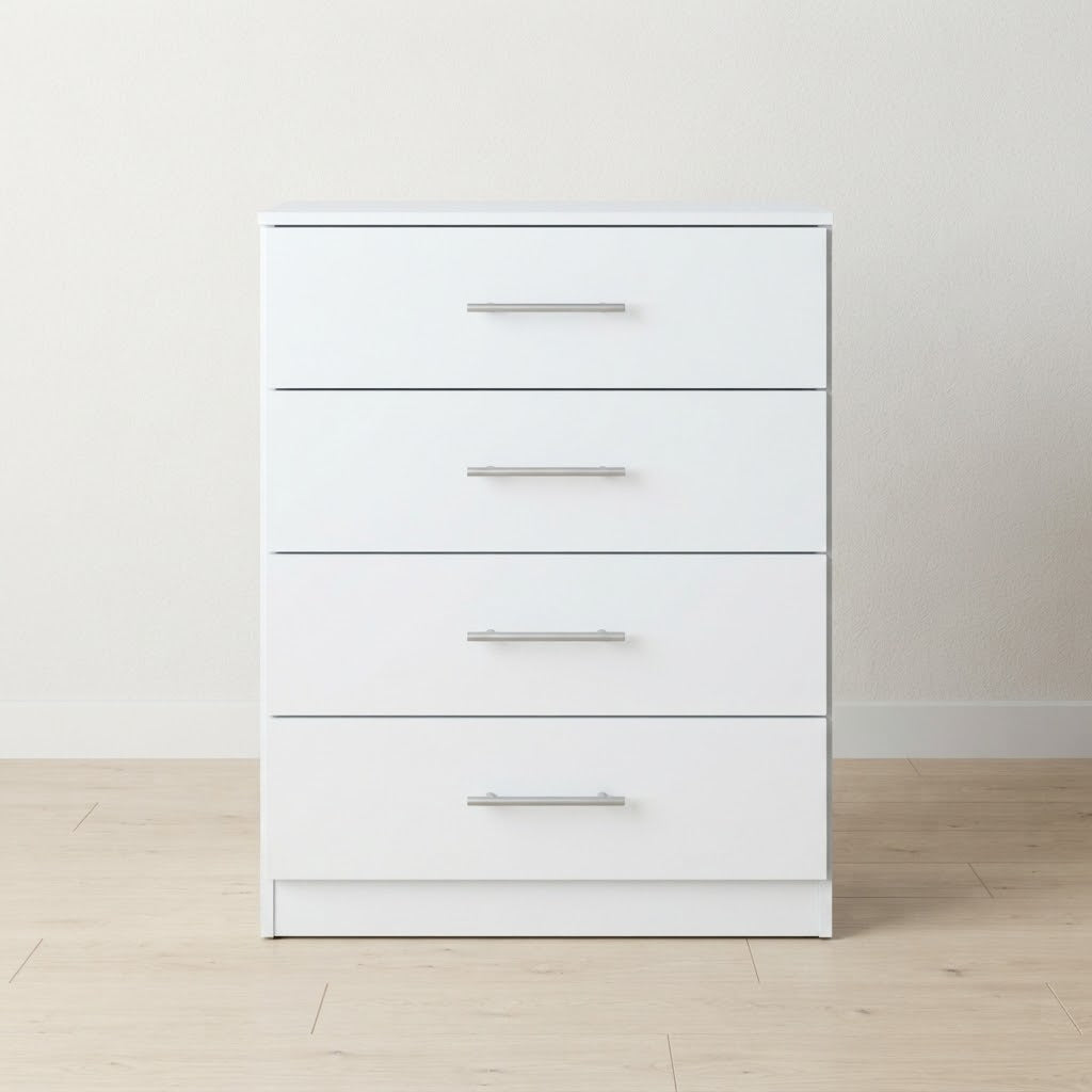 Modern 4-Drawer Wooden Chest of Drawers | Bedroom Storage Dresser