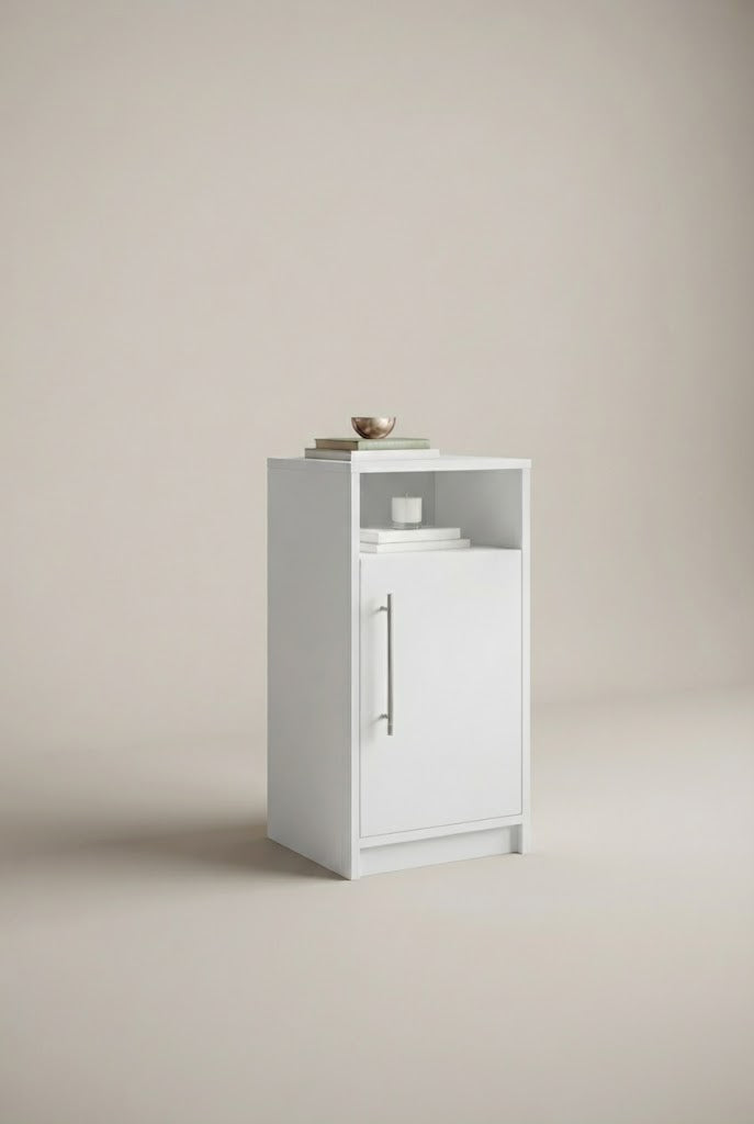 Bedside Cabinet with Door and Open Shelf