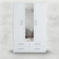 Modern 2-Door Armoire with Full-Length Mirror & 4 Drawers